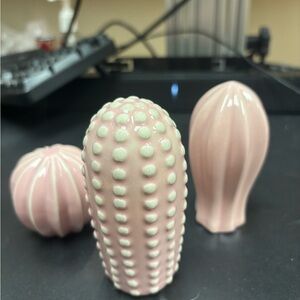 Pink Ceramic Cactus Decor Set